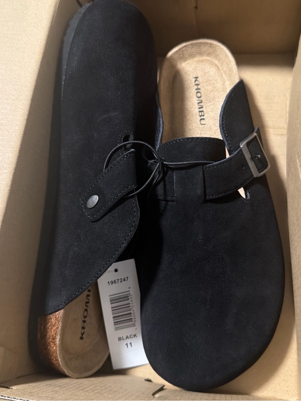 Khombu Damian Mules Men’s Black Suede Slip-On Round Toe Buckle Casual Sz 11 - Picture 2 of 6